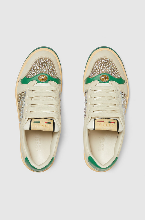 GUCCI “Lumineux Verde” Crystal-Set Low Sneakers