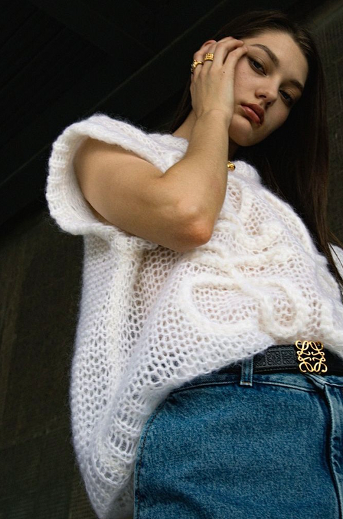 Loewe “Nube Signature” Hand-Knit Mohair Vest