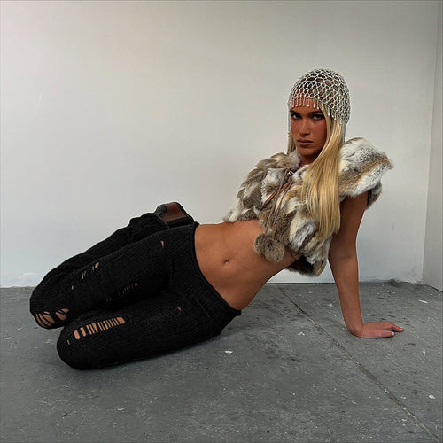 Déchiré Knit Flare Pants