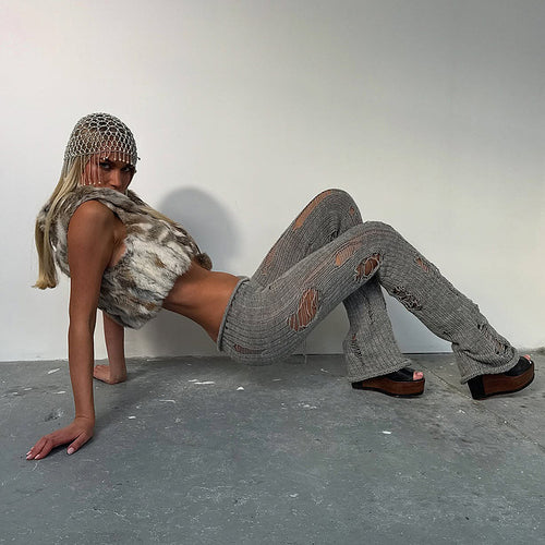 Déchiré Knit Flare Pants