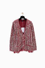 “Mademoiselle Grenat” Chanel Textured Crêpe-Tweed Jacket — Fringed Burgundy Atelier Edition