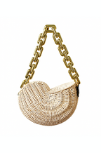 Golden Tide Wicker Shell Bag