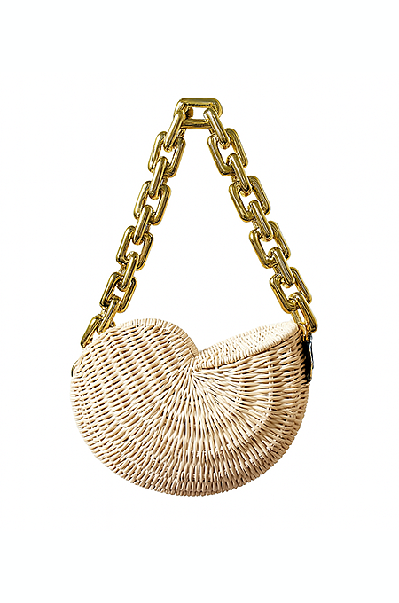 Golden Tide Wicker Shell Bag