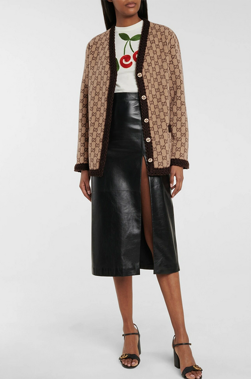 Casa Reale” Gucci GG Monogram Heritage Cardigan — Camel Wool Icon Edition
