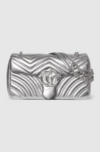 Gucci “Argento Divino” Marmont Medium Shoulder Bag -Metallic Silver Chevron Edition