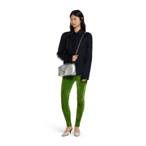 Gucci “Argento Divino” Marmont Medium Shoulder Bag -Metallic Silver Chevron Edition