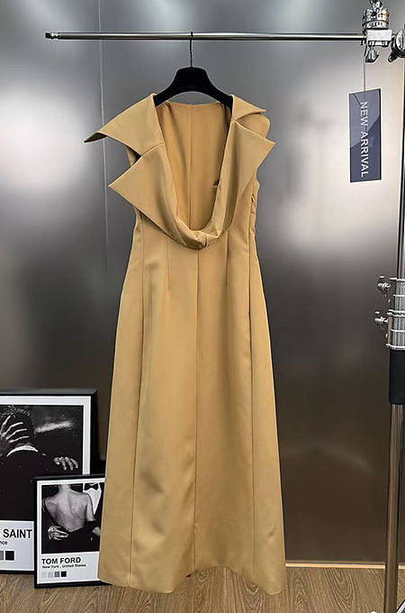 The Aureate Collar Draped Vest Dress