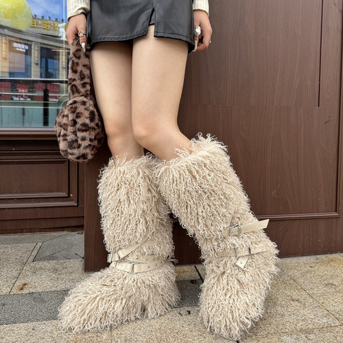 “Montagne Luxe Shearling Armure” — Couture Fur Boots with Atelier Strap Harness