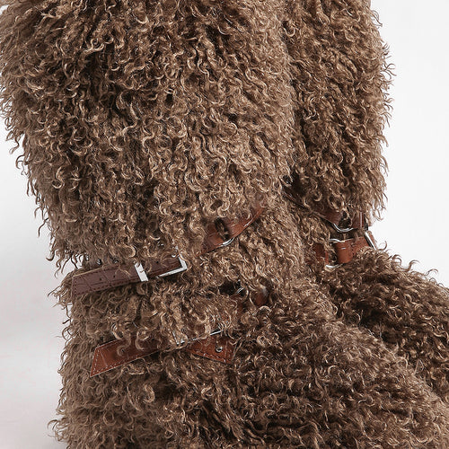 “Montagne Luxe Shearling Armure” — Couture Fur Boots with Atelier Strap Harness