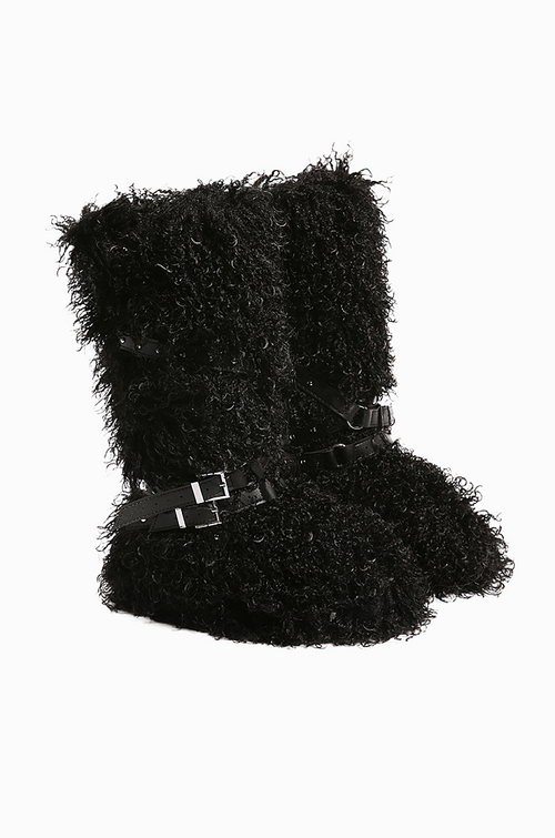 “Montagne Luxe Shearling Armure” — Couture Fur Boots with Atelier Strap Harness