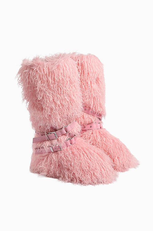 “Montagne Luxe Shearling Armure” — Couture Fur Boots with Atelier Strap Harness