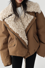 “Montreux Alpina” — Reversible Shearling-Drape Cocoon Coat
