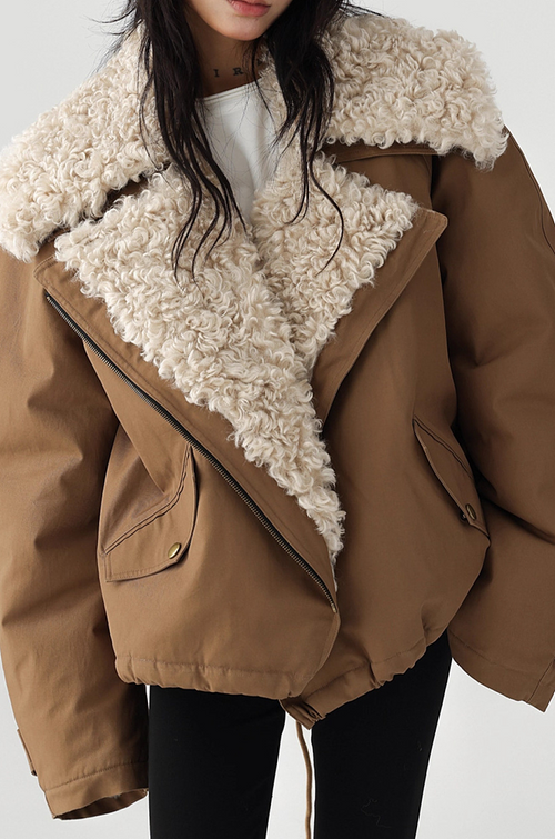 “Montreux Alpina” — Reversible Shearling-Drape Cocoon Coat