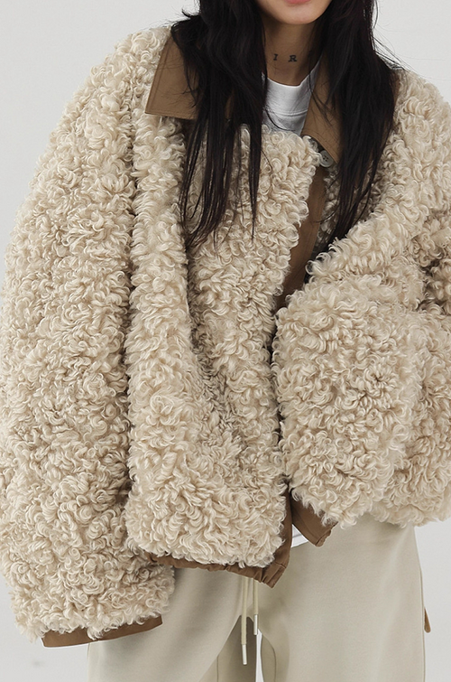 “Montreux Alpina” — Reversible Shearling-Drape Cocoon Coat