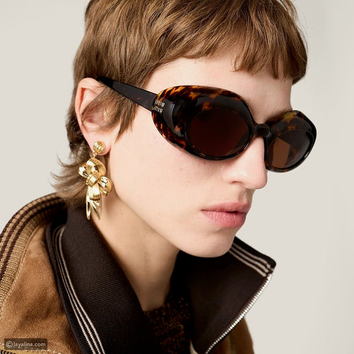Miu Miu “Ovale Couture” Tortoise Acetate Sunglasses