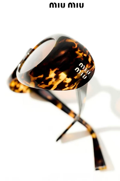 Miu Miu “Ovale Couture” Tortoise Acetate Sunglasses