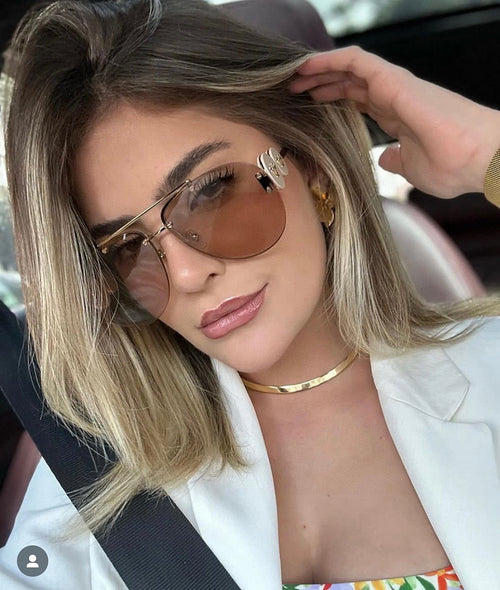 Versace “Medusa Éclat Signature” Rimless Aviator Sunglasses