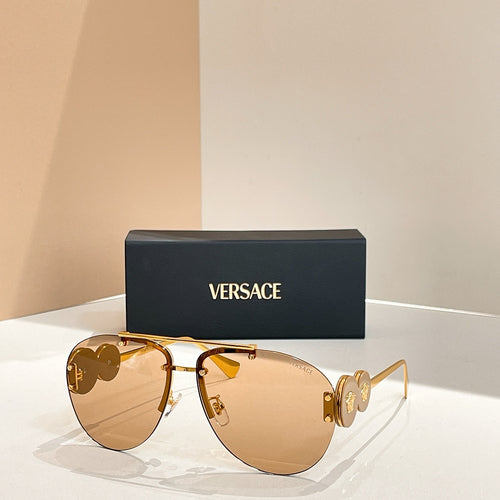 Versace “Medusa Éclat Signature” Rimless Aviator Sunglasses