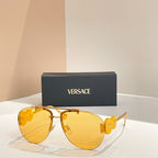 Versace “Medusa Éclat Signature” Rimless Aviator Sunglasses