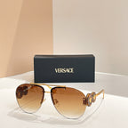 Versace “Medusa Éclat Signature” Rimless Aviator Sunglasses