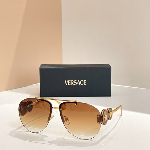 Versace “Medusa Éclat Signature” Rimless Aviator Sunglasses