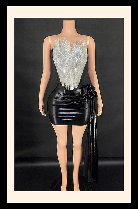 “Aurora Éclat Crystal-Burst Draped Mini Dress – Luxe Edition”