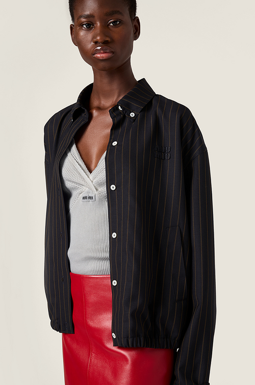 Miu Miu “Noir Ligne Élancée” Striped Jacket