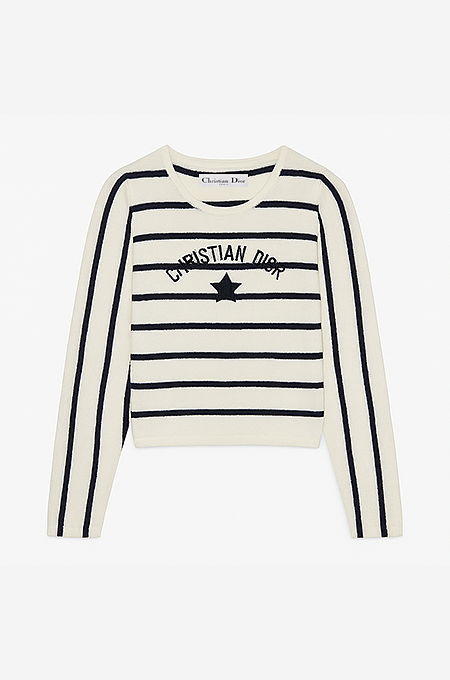 Christian Dior Marinière Star Embroidered Knit Pullover