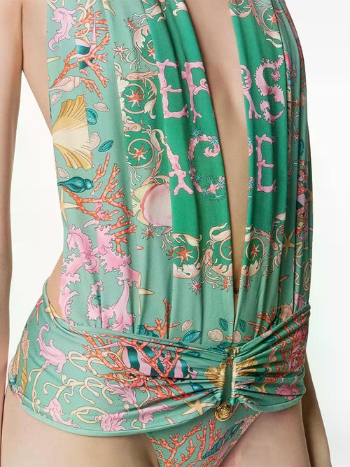 Versace “Medusa Mare Drapé” Halter Swimsuit