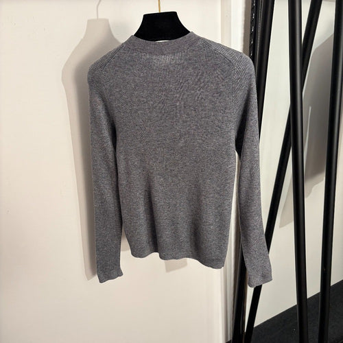 Prada Milano Ribbed Knit Long Sleeve Top – Graphite Luxe Edition