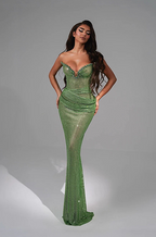 “Emerald Eclipse” Crystal Mesh Gown