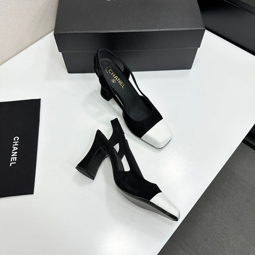 Chanel Épure Slingback Pumps – Noir & Blanc Patent Edition