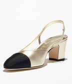 Chanel Lumière Slingback Pumps – Metallic Or & Noir Edition