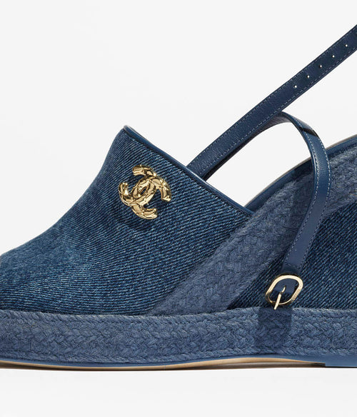 Chanel Denim Espadrille Wedge Sandals – Bleu Riviera