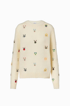 Loewe Whimsical Embroidered Ivory Wool Knit Sweater (S–L)
