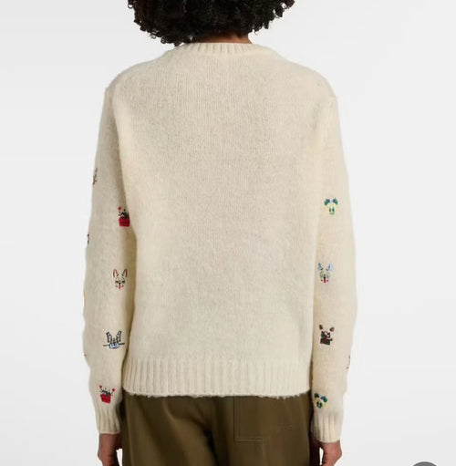 Loewe Whimsical Embroidered Ivory Wool Knit Sweater (S–L)