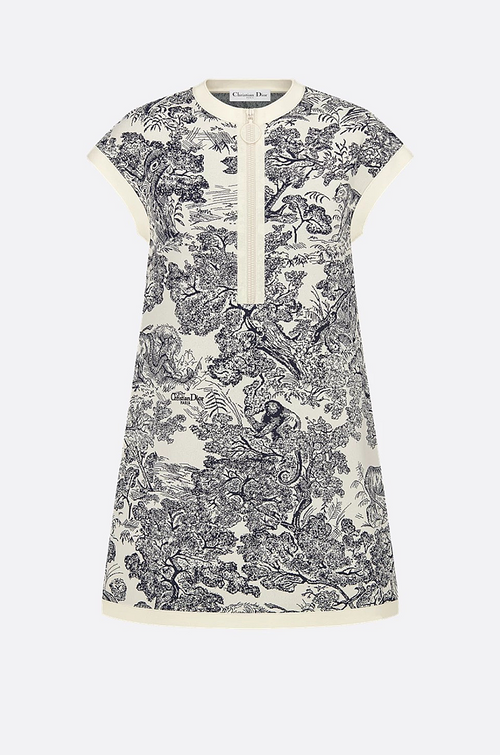 Christian Dior “Toile de Jouy” Jacquard Knit Mini Dress – Navy & Ivory