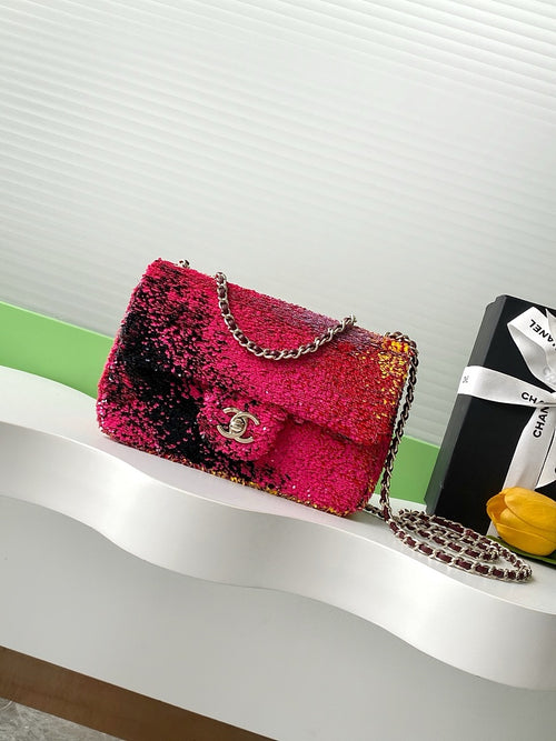 Chanel Mini Classic Flap Bag – Sunset Flame Ombre Sequin with Silver-Tone Hardware