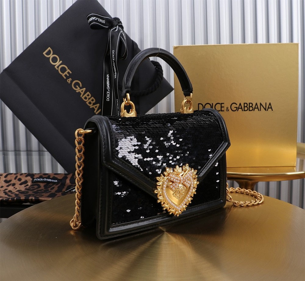Dolce & Gabbana パーティーバッグ Dolce & Gabbana Devotion Sequin Mini Top-Handle Bag – Sacred Heart