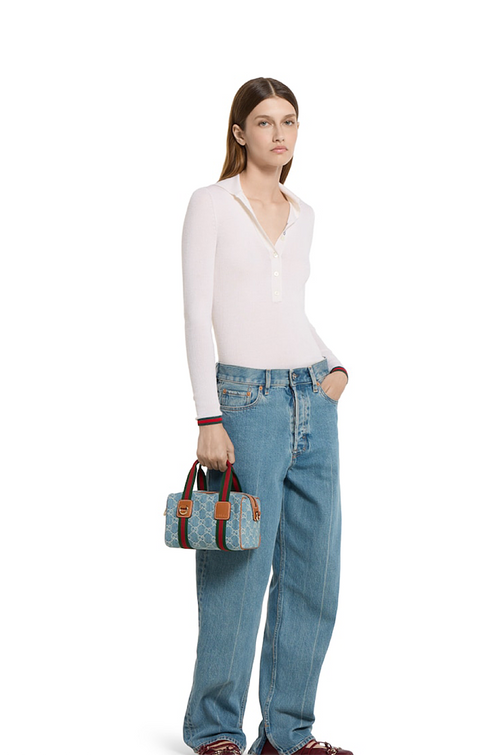 Gucci Ophidia Small Boston Bag in GG Denim