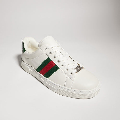 Gucci Ace Black Leather Web Sneakers