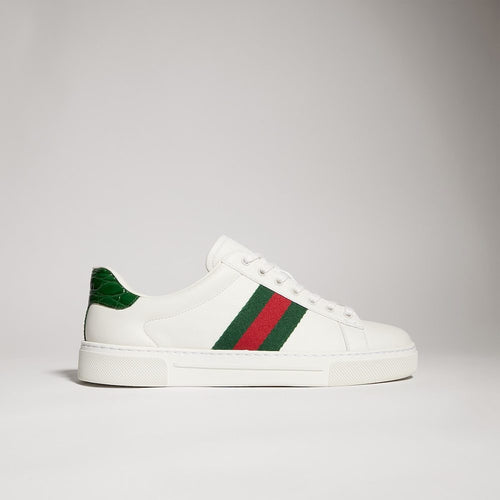 Gucci Ace Black Leather Web Sneakers