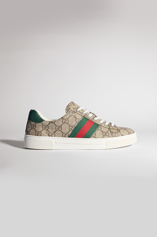 Gucci Ace Leather Web Sneaker (White)