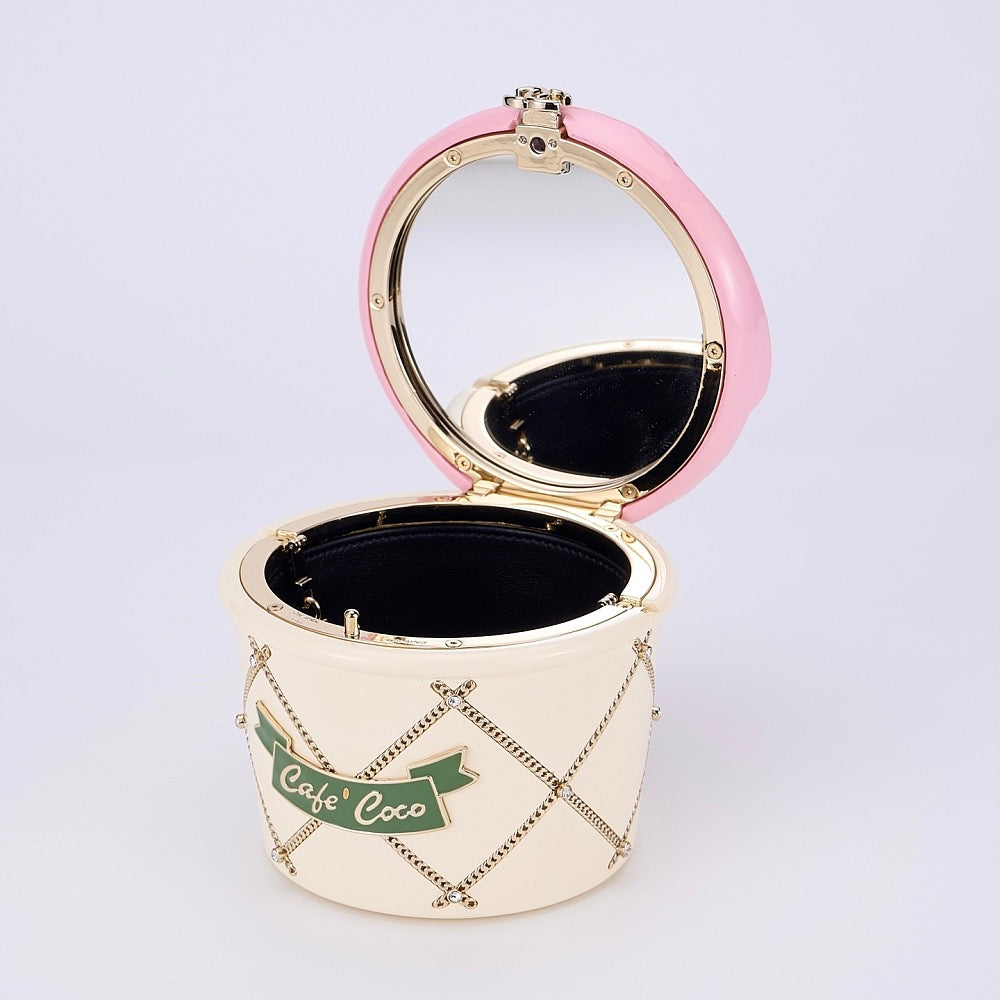 Chanel “Café Coco” Ice Cream Clutch & Rosé Ruffle Halter Dress Set