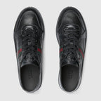 Gucci Ace Black Leather Web Sneakers