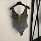 Gucci GG Velvet Monogram Bodysuit