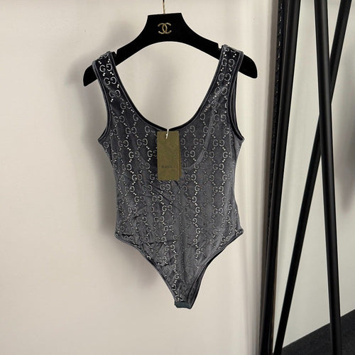 Gucci GG Velvet Monogram Bodysuit
