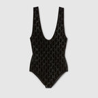 Gucci GG Velvet Monogram Bodysuit – Noir