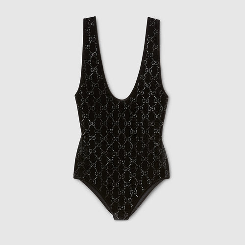 Gucci GG Velvet Monogram Bodysuit – Noir
