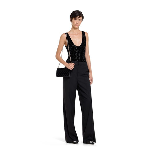 Gucci GG Velvet Monogram Bodysuit – Noir